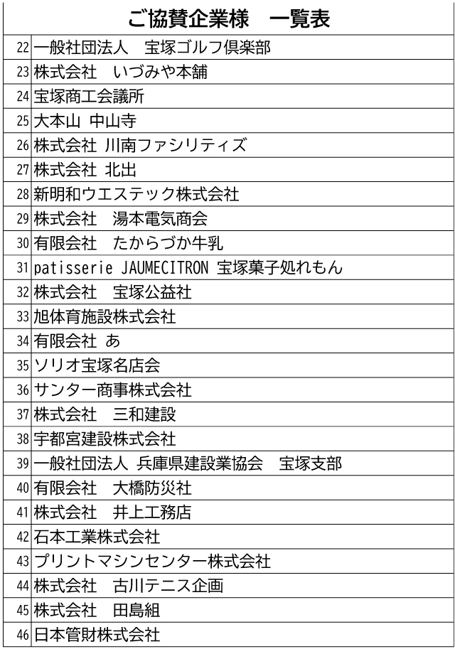 ライティングマラソン他 宝塚ハーフマラソン大会 :: ご協賛企業さまを紹介します